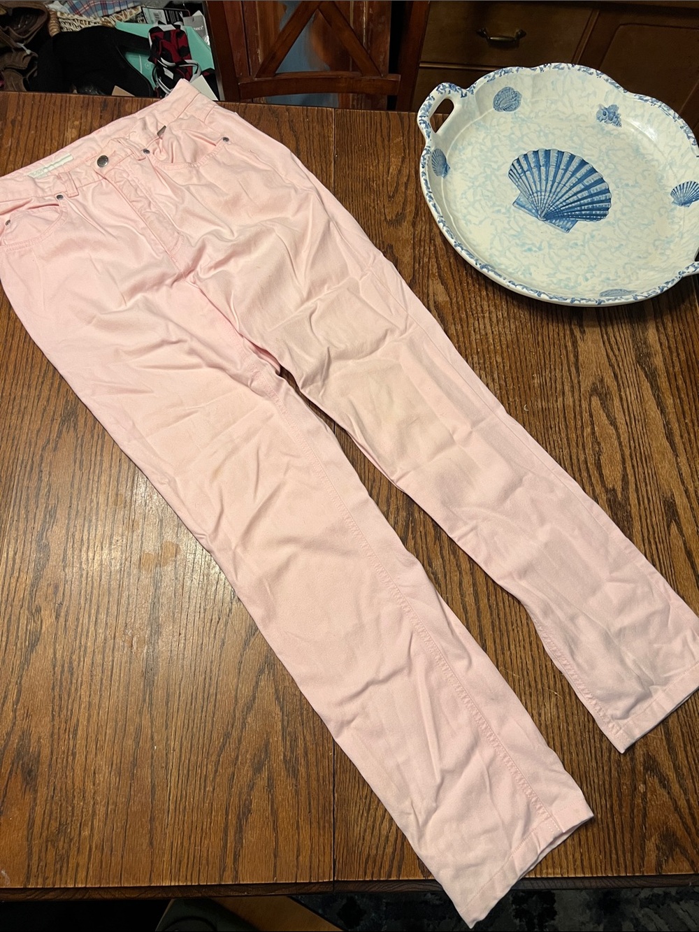 Vintage Escada Sport high rise Straight-Leg Jeans in Pale Pink